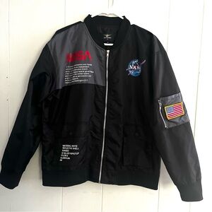Asstseries NASA Logo Bomber Jacket Coat Windbreaker 100th Space Mission Men Sz L
